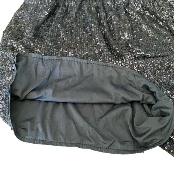 Navy Blue Sequin Knit Romper Woman Size XL Elastic Waist Pockets Lined Clubwear - Picture 8 of 12